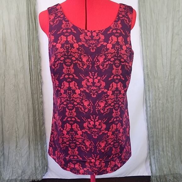 Cabi Red Purple Sleeveless Layered Summer Lightweight Blouse Size S - Picture 1 of 4